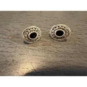 vintage 80s 90s vintage earrings stud silver black